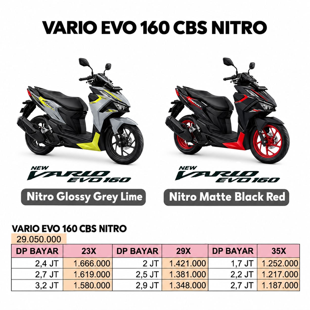 promo vario 160 evo CBS Nitro terbaru bandung dan cimahi Hitam