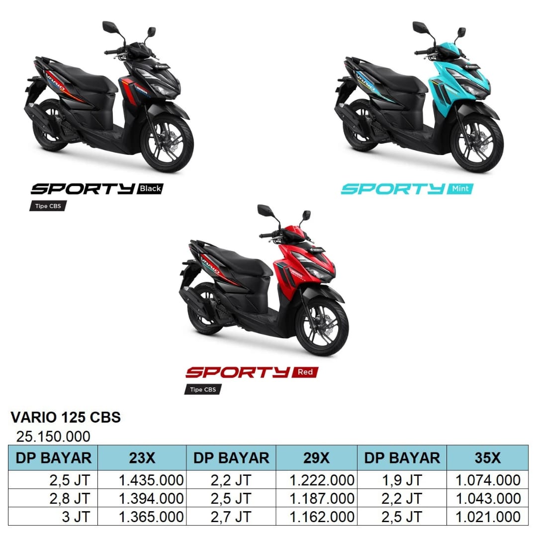 Honda Vario 125 CBS warna hitam untuk promo kredit motor